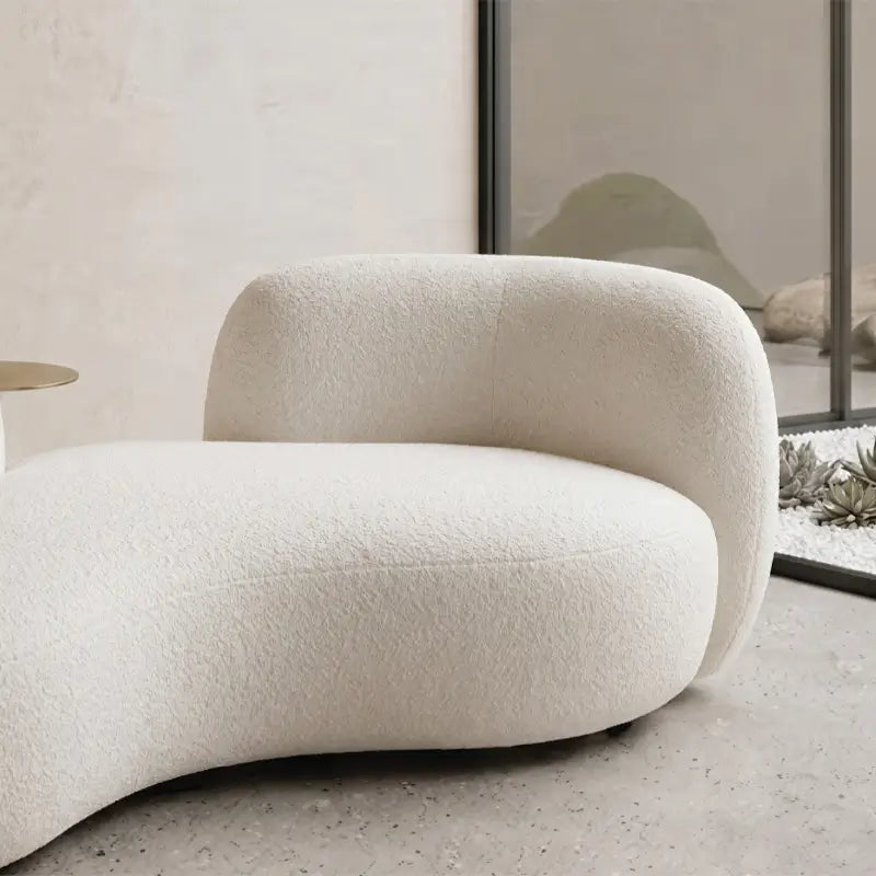 luxury sofa with boucle texture and seam close-up, upholstery close-up