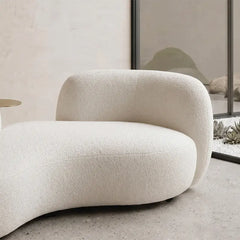 luxury sofa with boucle texture and seam close-up, upholstery close-up