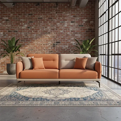 L shape sofa set with optional lounger and dual-tone fabric, close-up of seat cushions