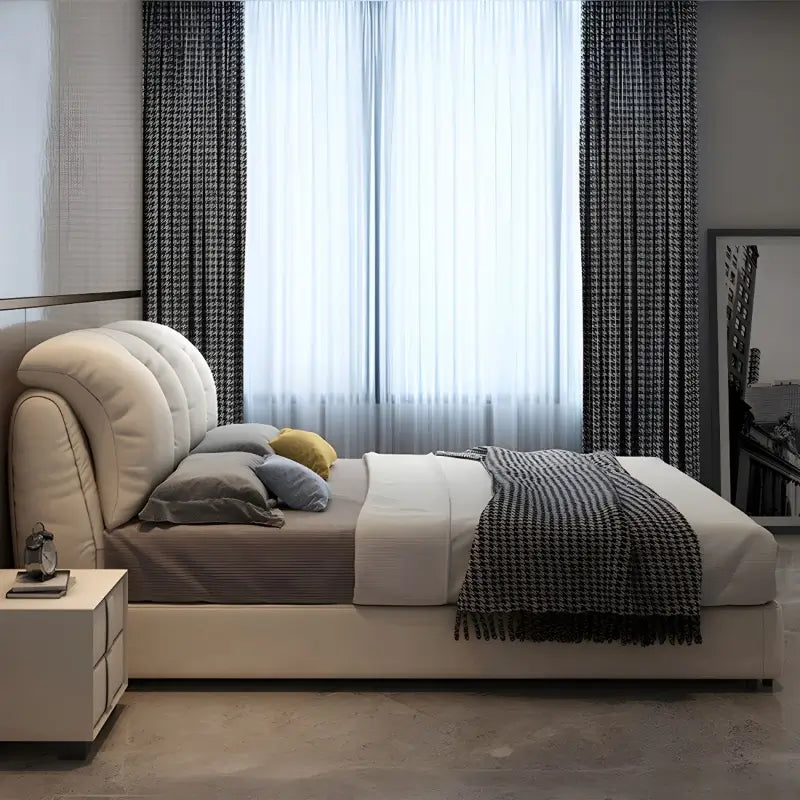 hydraulic bed with storage showing the lift-up storage area with oversized padded headboard
