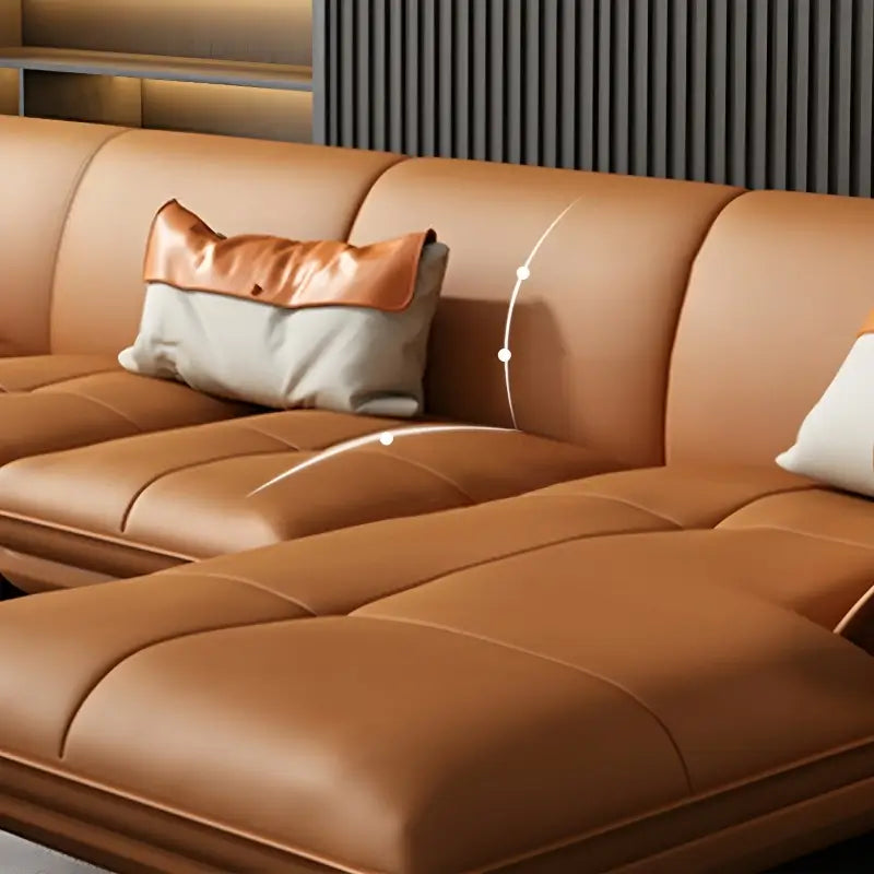 l shape sofa set with right-hand lounger configuration and raised clearance, backrest detail