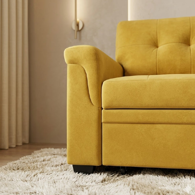 l shape sofa bed showing the built-in storage compartment with storage lounger