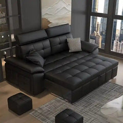 sofa bed set showing the built-in storage compartment with side shelf