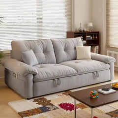 pull out sofa bed showing the built-in storage compartment with high back support