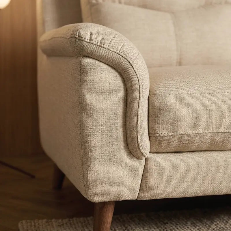 Scandinavian sofa with modular seating arrangement with balanced proportions, backrest detail