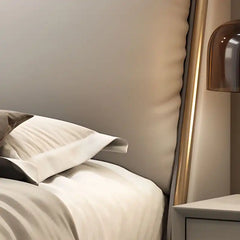 hydraulic bed with storage showing the lift-up storage area with thick padded headboard wide frame view
