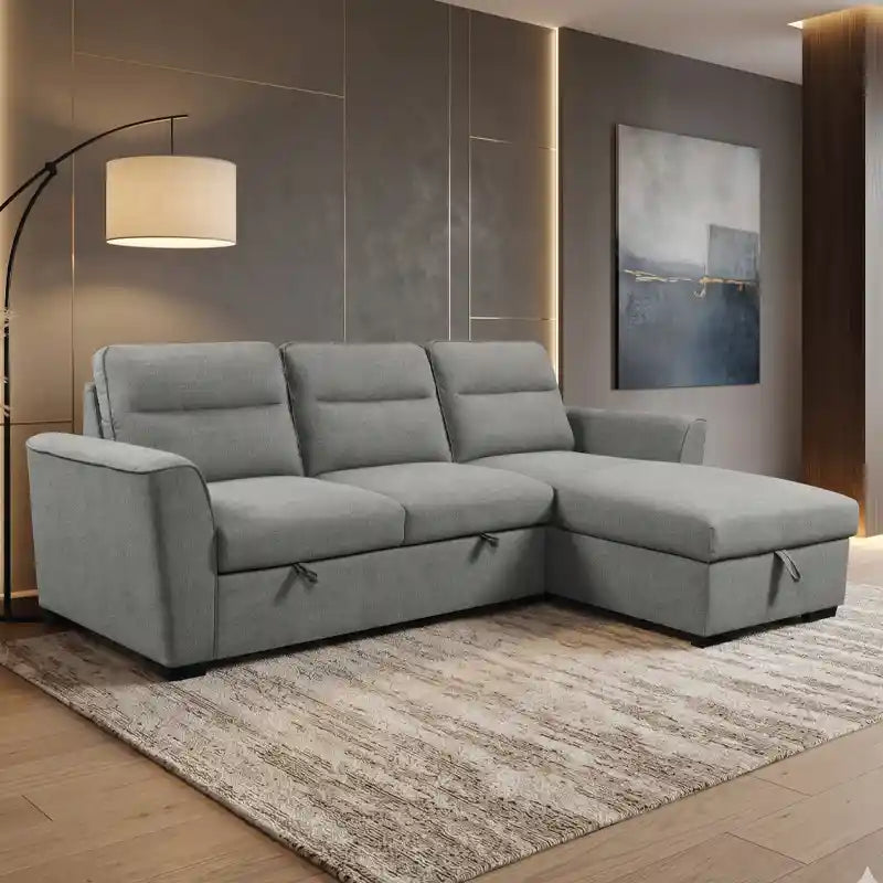 sofa bed couch sectional showing the sofa-to-bed conversion with hidden storage alternate side angle