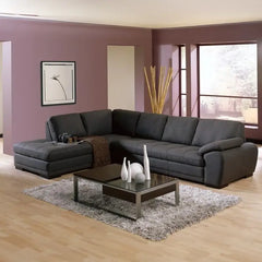 L shape sofa set with deep cushions and a spacious lounger, close-up of back cushions