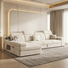 sofa bed set full seating layout with padded back support with side storage console