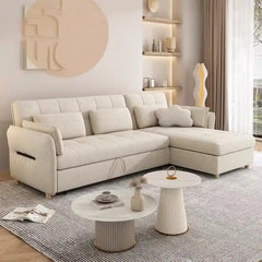 pull out sofa bed pull-out mechanism view with L-shape lounger