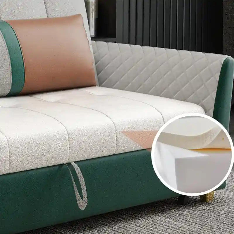 sofa bed with chaise pull-out mechanism view with lift-up storage