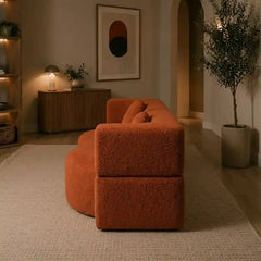 fold out sofa bed pull-out mechanism view with textured fabric