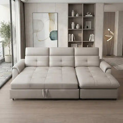 sofa bed with chaise lounge opened as a guest sleeping surface with USB charging