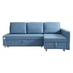 compact sofa bed showing the sofa-to-bed conversion with USB charging alternate front angle