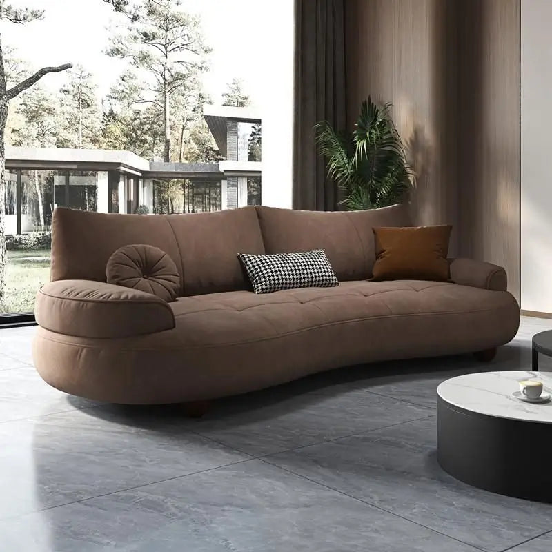 3 seater fabric sofa with rounded padded arms and soft-touch fabric, armrest detail