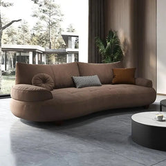 3 seater fabric sofa with rounded padded arms and soft-touch fabric, armrest detail
