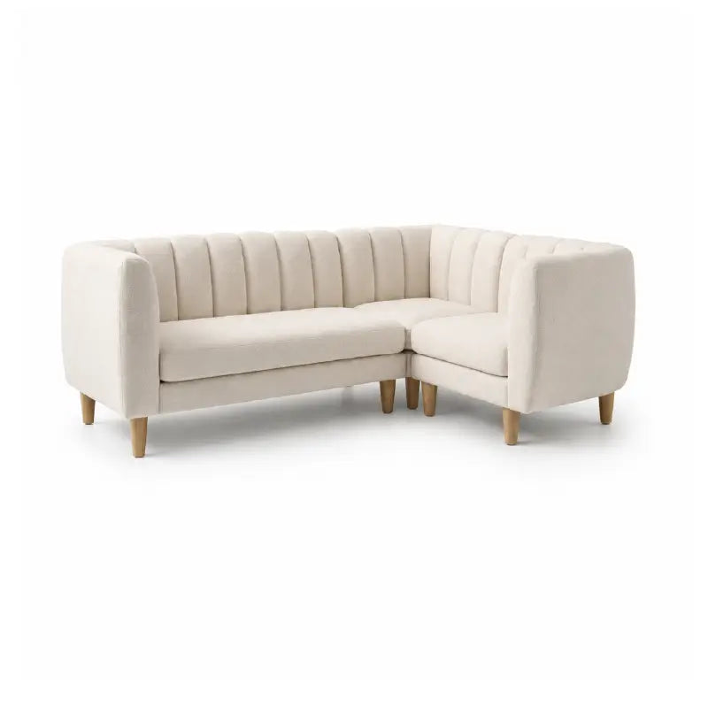 leatherette sofa set with two-seater configuration with elevated wooden legs, full product view