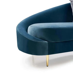 Curved sofa set with curved backrest and gold-finish legs, armrest detail