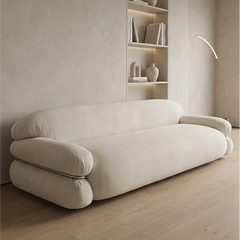 L shape sofa set with deep cushions and oversized back support, armrest detail