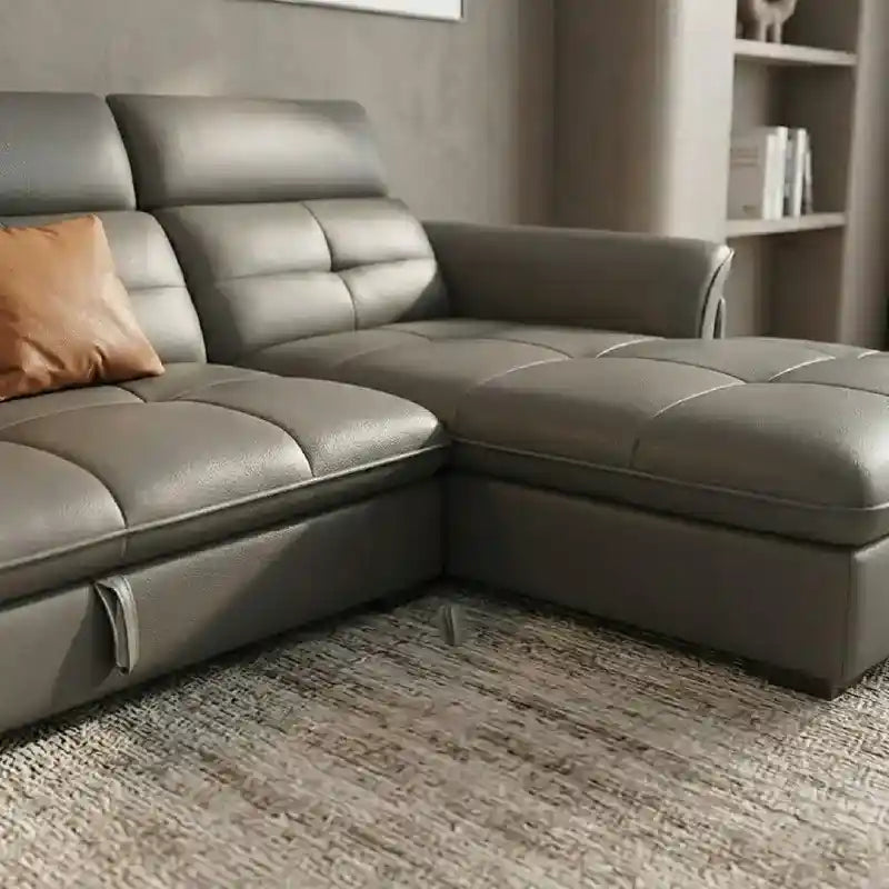 l shape sofa bed showing the sofa-to-bed conversion with storage lounger alternate front angle