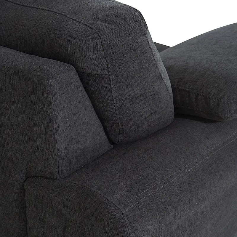 L shape sofa set with deep cushions and a spacious lounger, upholstery texture detail
