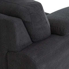 L shape sofa set with deep cushions and a spacious lounger, upholstery texture detail