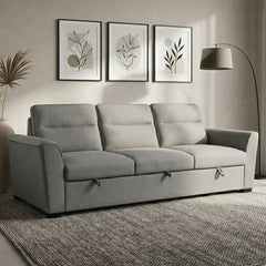 sofa bed couch sectional shown in the pull-out sleeping position with hidden storage alternate front angle