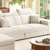 sofa bed set shown in the pull-out sleeping position with side storage console alternate front angle