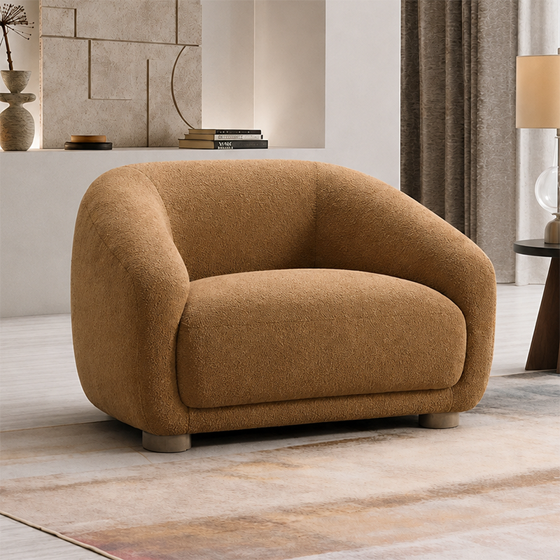 Brevik fabric sofa with rounded arms by Wexle