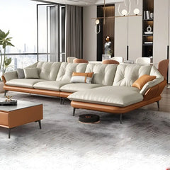 High-density foam L shaped sofa set with corner lounger for homes in Bellandur Bangalore